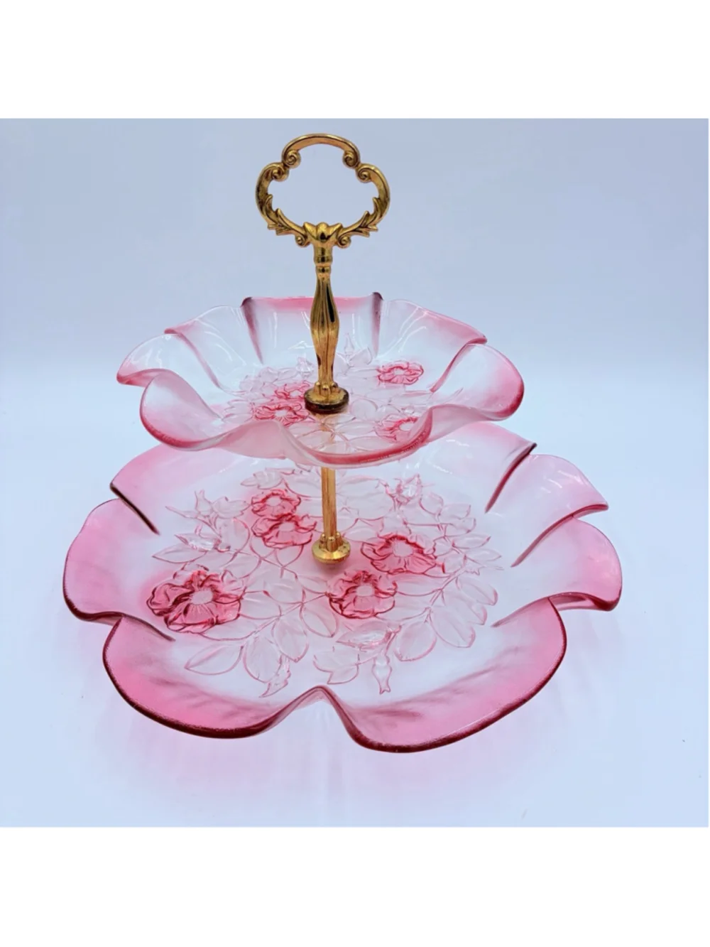 Vintage Mikasa Rosella Serving Stand Pink Two Tier